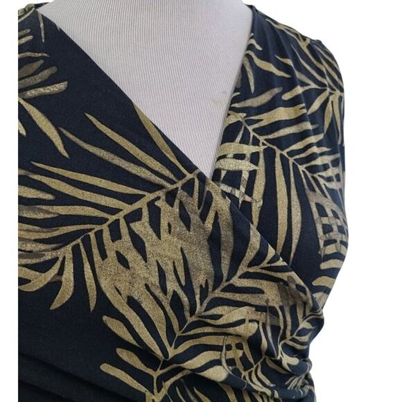 Tommy Bahama Fronds Falling Tambour Faux-Wrap Dress Women's Size Medium Green Bl - Picture 4 of 7